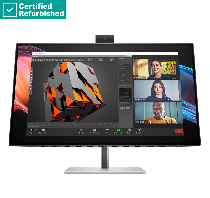 RENEW SILVER HP 727pm Series 7 Pro 4K Conferencing Monitor - 27" 3840x2160 UHD 400-nit 60Hz AG, IPS Black HDR 400, USB-C(100W/15W)/HDMI/DP Daisy-Chain, 5x USB-A, speakers, 5MP webcam, RJ-45 LAN, height adjustable/tilt/swivel/pivot, 1 years - Image 1