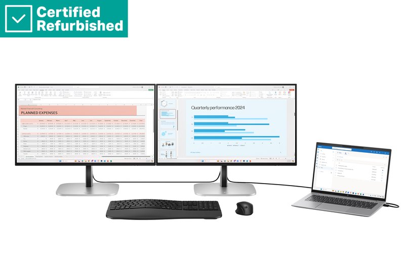 RENEW GOLD HP 524pu Series 5 Pro FHD Charging Monitor - 23.8" 1920x1080 FHD 350-nit 100Hz AG, IPS, USB-C(100W/15W)/HDMI/DisplayPort Daisy-Chain, 3x USB-A, RJ-45 LAN, height adjustable/tilt/swivel/pivot, 1 years (replaces E24u G5) - Image 1