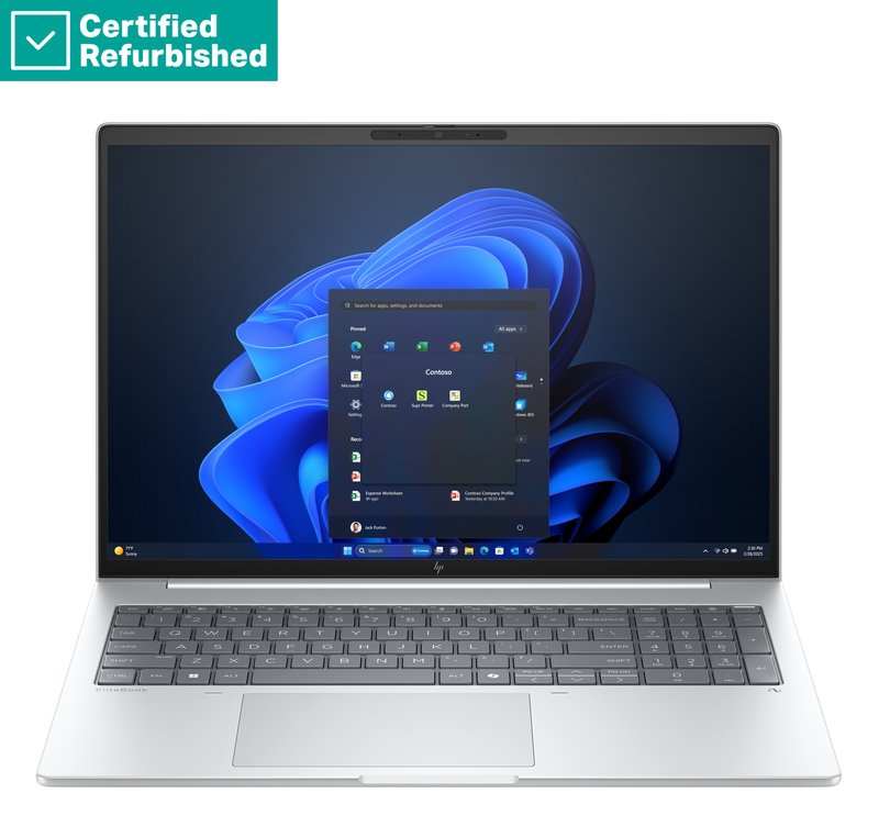 RENEW SILVER HP EliteBook 8 G1i AI 16 - Ultra 7-258V, 32GB, 1TB SSD, 16 WUXGA AG, 5MP IR cam, FPR, US backlit keyboard, Glacier Silver, 77Wh, Win 11 Pro, 1 years - Image 1