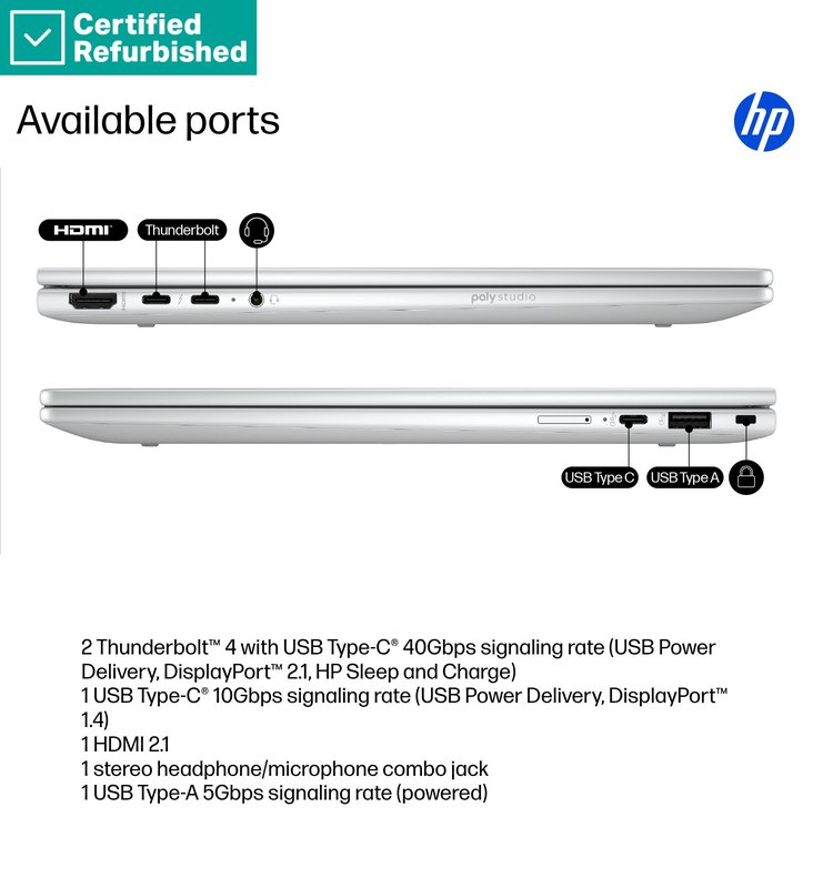 RENEW GOLD HP EliteBook X Flip G1i AI 14 - Ultra 7-258V, 32GB, 512GB SSD, 14 WUXGA AG, 5MP IR cam, FPR, UK backlit keyboard, Glacier Silver, 68Wh, Win 11 Pro, 1 years thumbnail 6