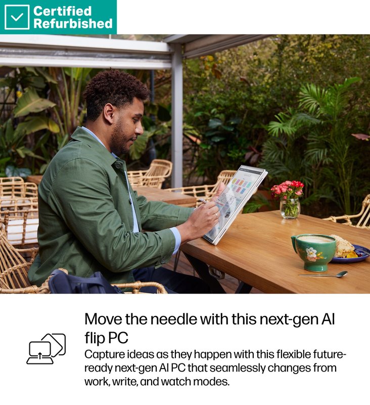 RENEW GOLD HP EliteBook X Flip G1i AI 14 - Ultra 7-258V, 32GB, 512GB SSD, 14 WUXGA AG, 5MP IR cam, FPR, UK backlit keyboard, Glacier Silver, 68Wh, Win 11 Pro, 1 years thumbnail 9